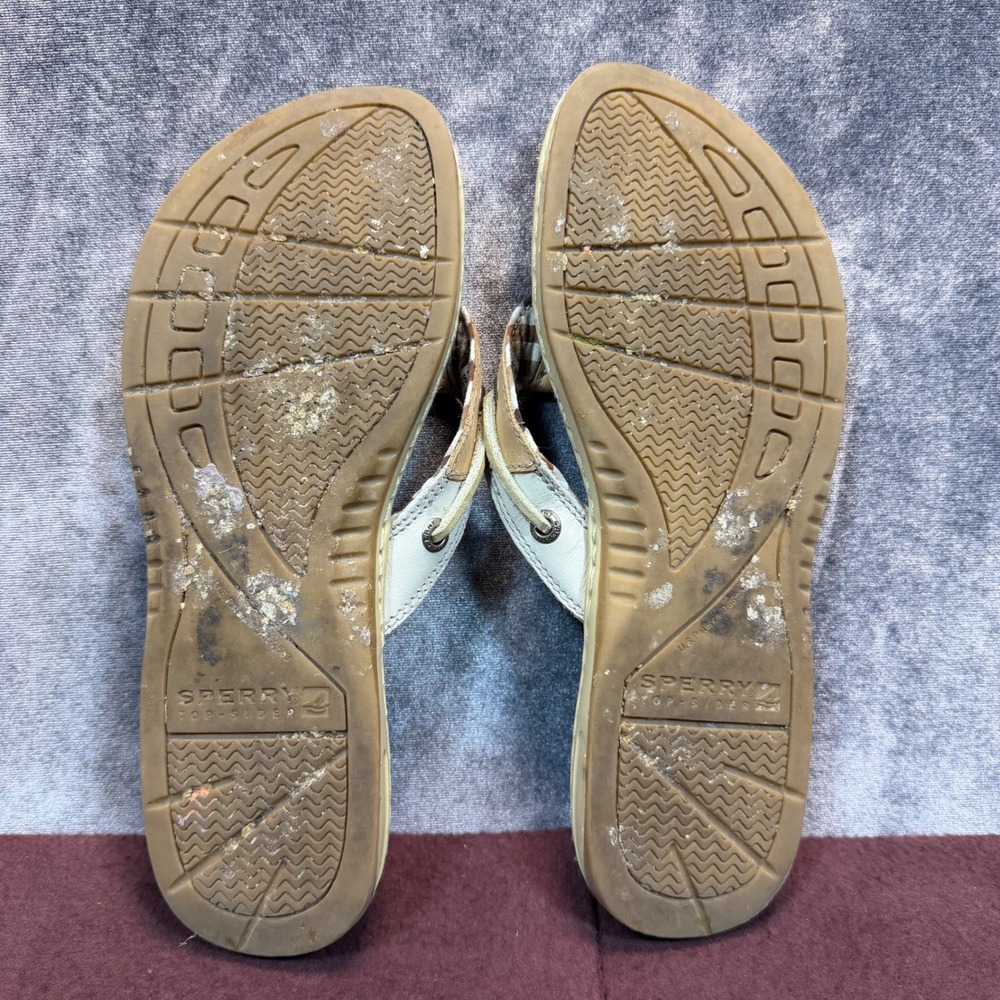 Sperry Flip Flop Sandals Womens Tan Regular Size 7M Thong Plaid Nautical Summer - Picture 6 of 7
